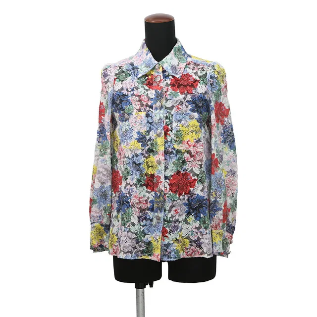 Chanel Lace blouse Size 34 White/MulticolorP77245-V69058-NX111 79% Cotton, 14% Viscose, 7% Polyamide in White from GALLERY RARE