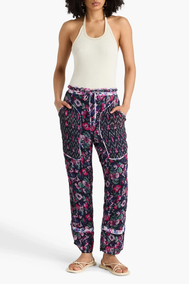 Marant Étoile Ryama Printed Georgette Straight-Leg Pants in Purple, photo 2 of 4 from THE OUTNET