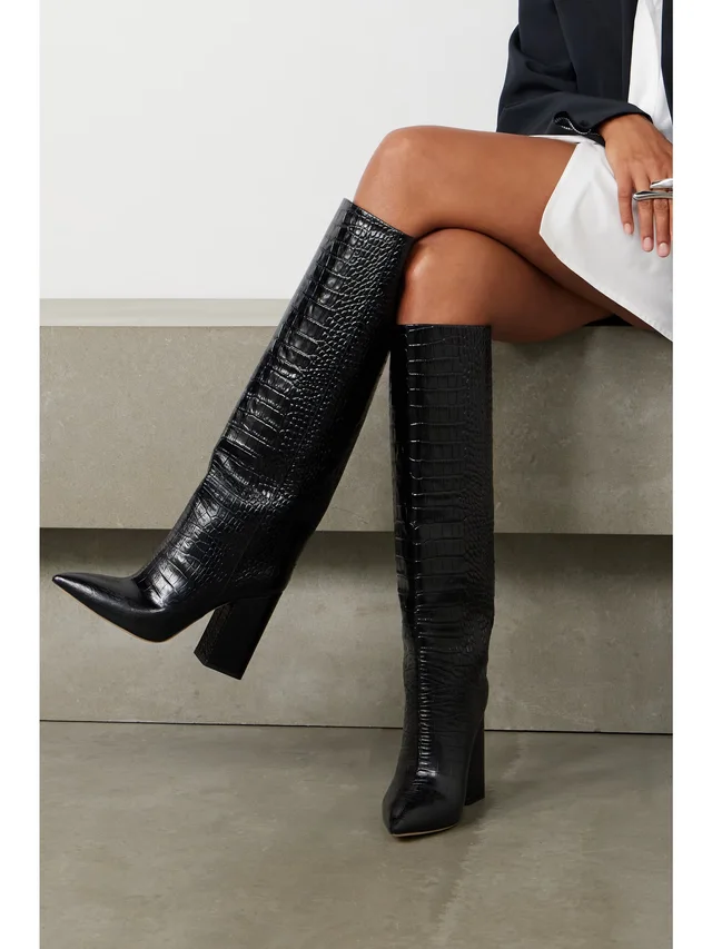 PARIS TEXAS Anja croc-effect leather knee boots in Black, photo 2 of 2 from NET-A-PORTER (Canada)