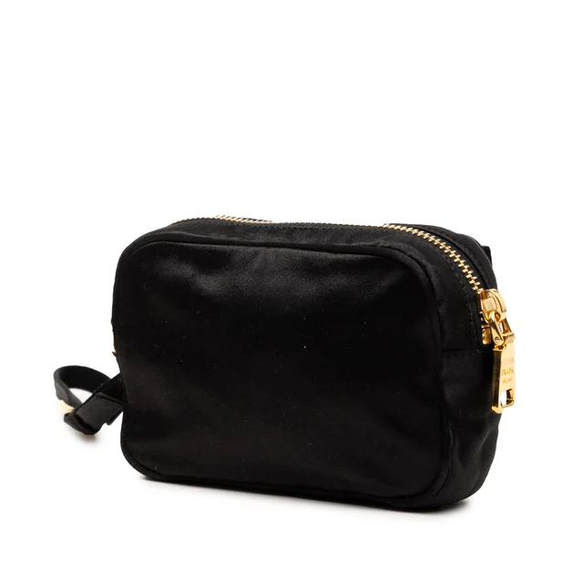 Black Prada Raso Fiocco Bow Pouch in Black Satin from Designer Revival, photo 2 of 2