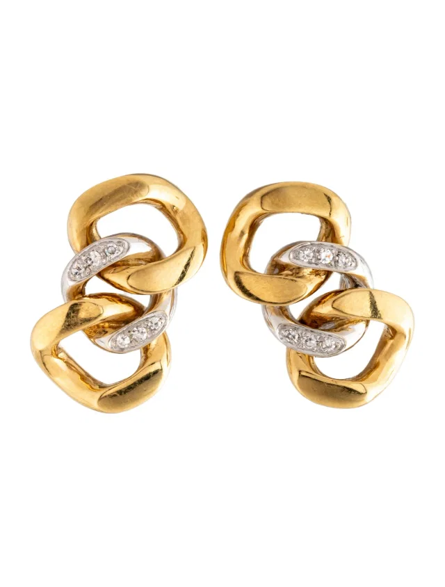 Pomellato Vintage 18K Diamond Chain Earclips in multicolor from The RealReal