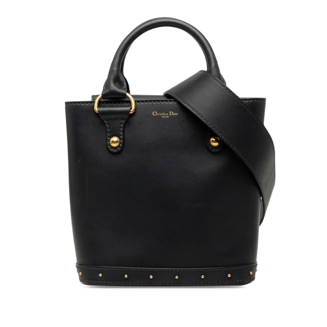 Black Dior Small Calfskin Dioravenue Bucket Bag Satchel in Black Calfskin from Designer Revival