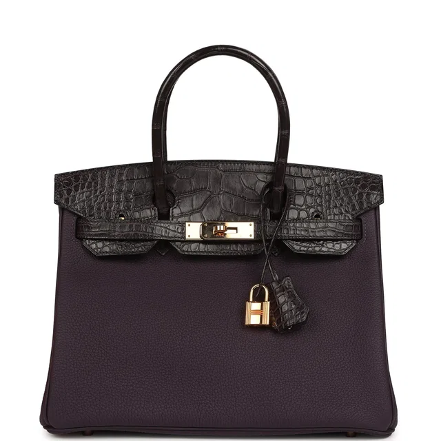 Hermès Birkin 30 Raisin Togo and Matte Alligator Touch Gold Hardware in Togo leather from Madison Avenue Couture