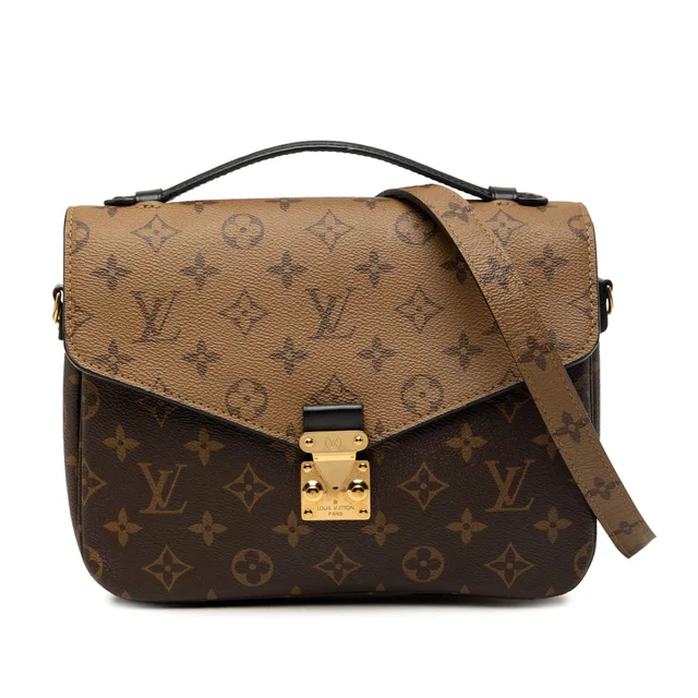 Brown Louis Vuitton Monogram Reverse Pochette Metis Satchel in Brown Coated canvas from Designer Revival