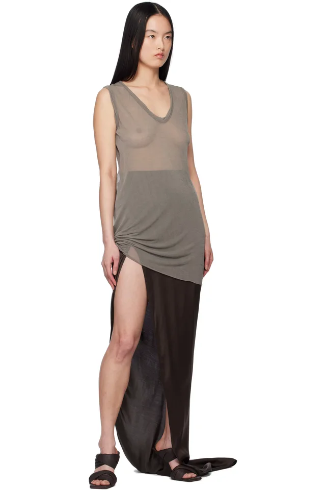 Rick Owens Brown Hollywood Slit Maxi Skirt, photo 4 of 4 from SSENSE