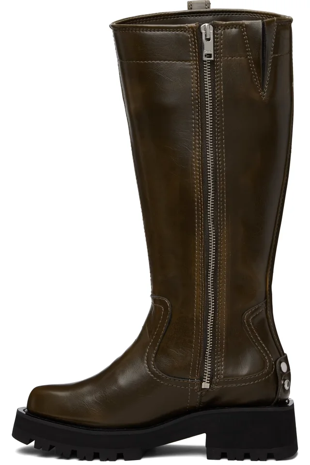 GANNI Brown High Boots, photo 3 of 5 from SSENSE