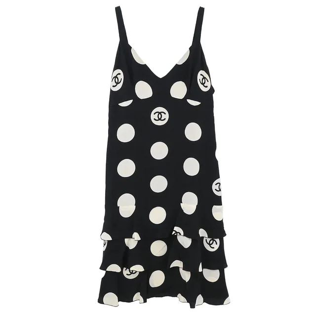 Chanel 1997 Camisole Dress Black #36 in Black Silk from AMORE Vintage Tokyo