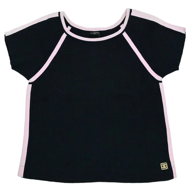 Chanel Sport Line Short Sleeve Top Black in Black from AMORE Vintage Tokyo