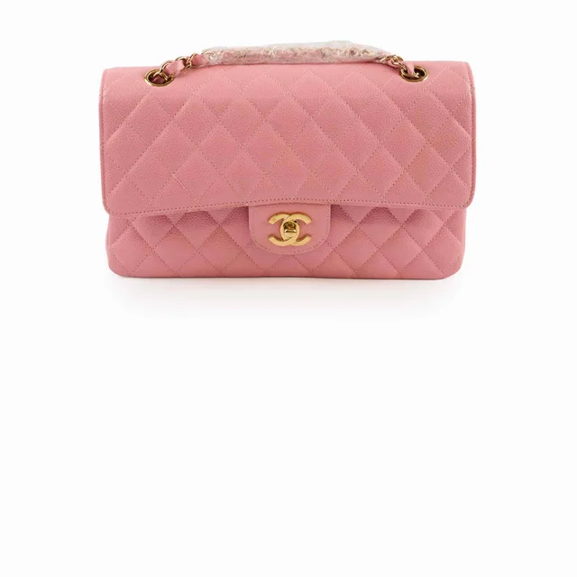 Chanel Vintage Classic Flap M/L 24K GHW Caviar Pink from The Purse Affair