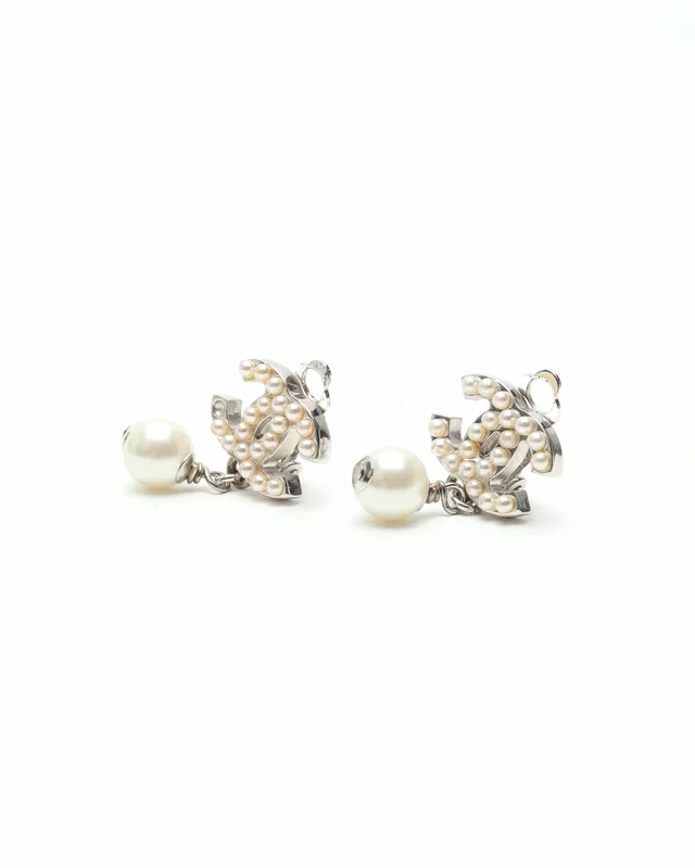 Chanel Coco Mark Rhinestone and Pearl Clip-on Earrings from A Retro Tale, photo 2 of 5
