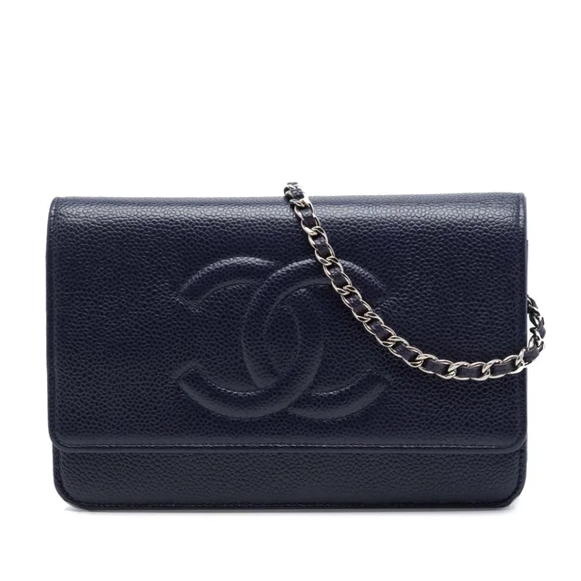 Blue Chanel CC Caviar Wallet On Chain Crossbody Bag in Blue Caviar leather from Designer Revival, photo 1 of 1