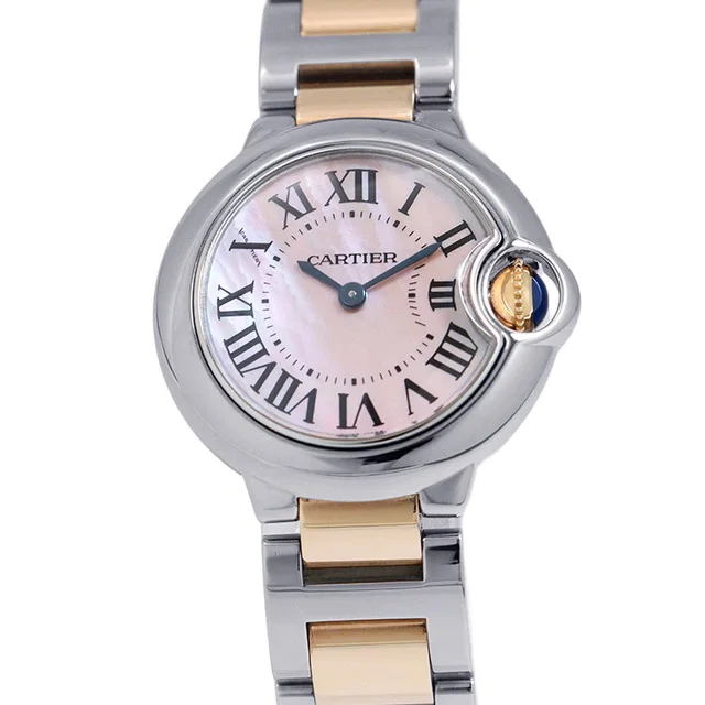 Cartier Ballon Bleu Size 1. " Pink shellW6920034 Stainless Steel PG in Blue from GALLERY RARE