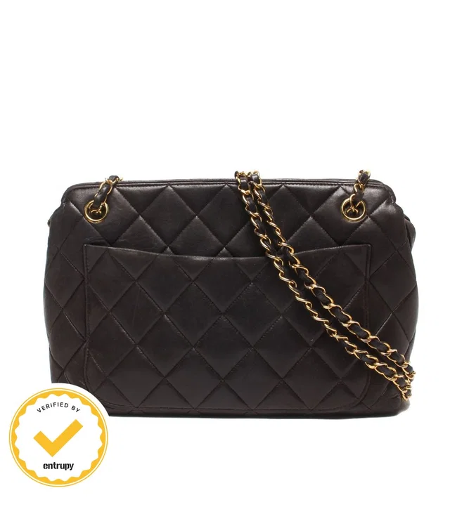 Chanel Chain Shoulder Bag Lambskin Gold Quilted in Gold Lambskin from The Reluxe