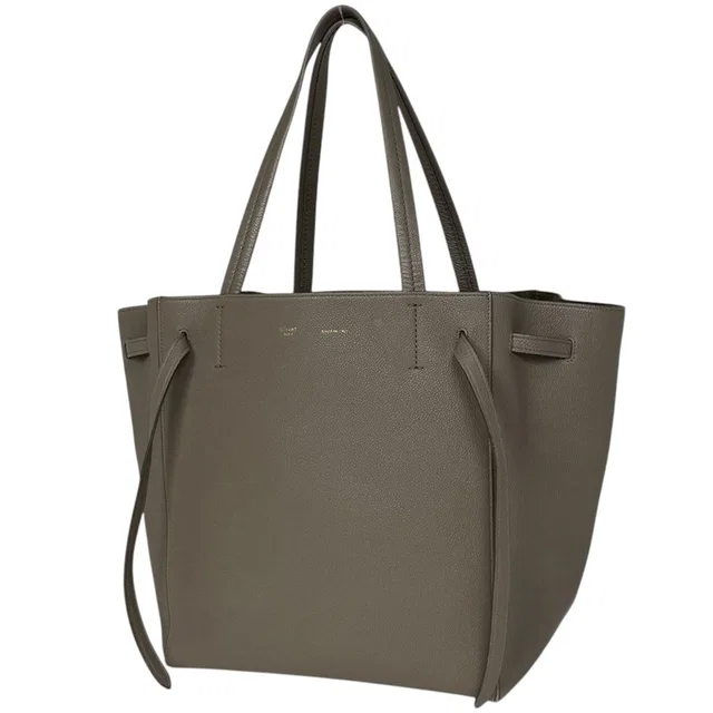 Celine Tote Bag Cabas Phantom Small Leather Gray in Grey Leather from The Reluxe