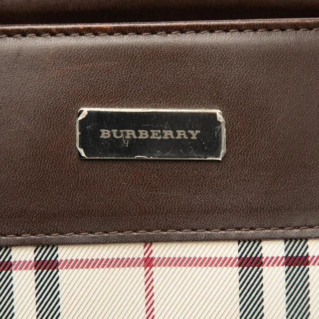 Beige Burberry House Check Canvas Convertible Tote Satchel in Beige Canvas from Designer Revival, photo 5 of 6