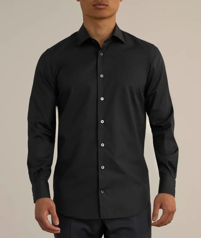 Harold Cotton Poplin Dress Shirt in Black, photo 2 of 4 from Harry Rosen