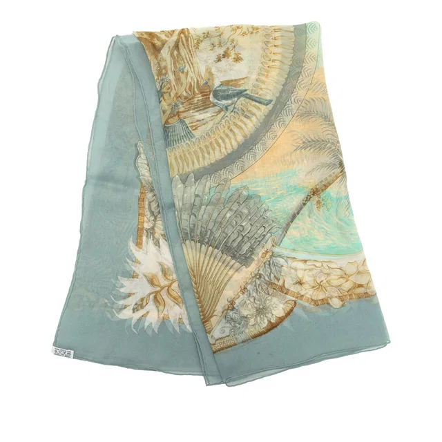 Blue Hermès Aloha Silk Scarf 90 Scarves in Blue Silk from Designer Revival