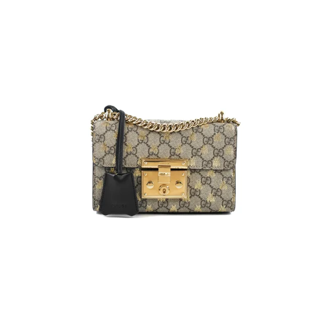 Gucci Small Padlock Bee x GG Supreme Canvas bag in Canvas from The Purse Affair