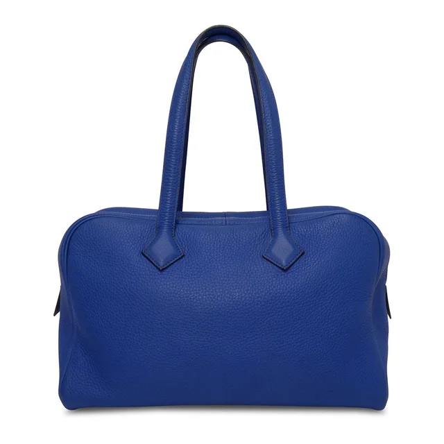 Hermès Clemence Victoria II 35 in Blue Electric Clemence leather from Blue Spinach