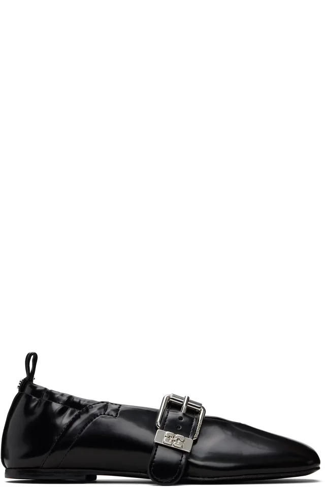 GANNI Black Sue Ballerina Flats, photo 2 of 10 from SSENSE