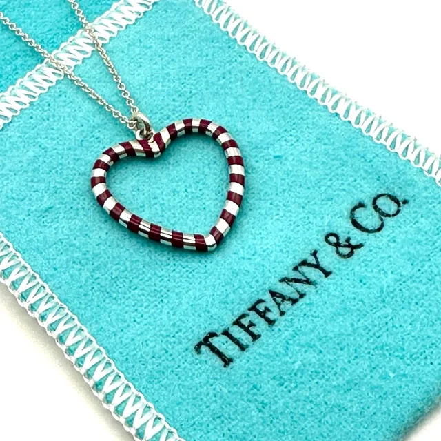 Tiffany & Co. Paloma Picasso Silver & Red Enamel Palina Heart Pendant Necklace in silver|red|gray from Poshmark