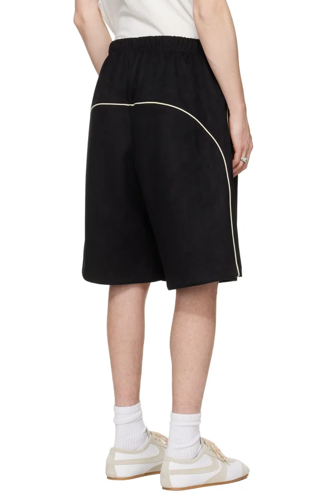 Fear of God ESSENTIALS Black Signature Relaxed Faux-Suede Shorts, photo 3 of 4 from SSENSE