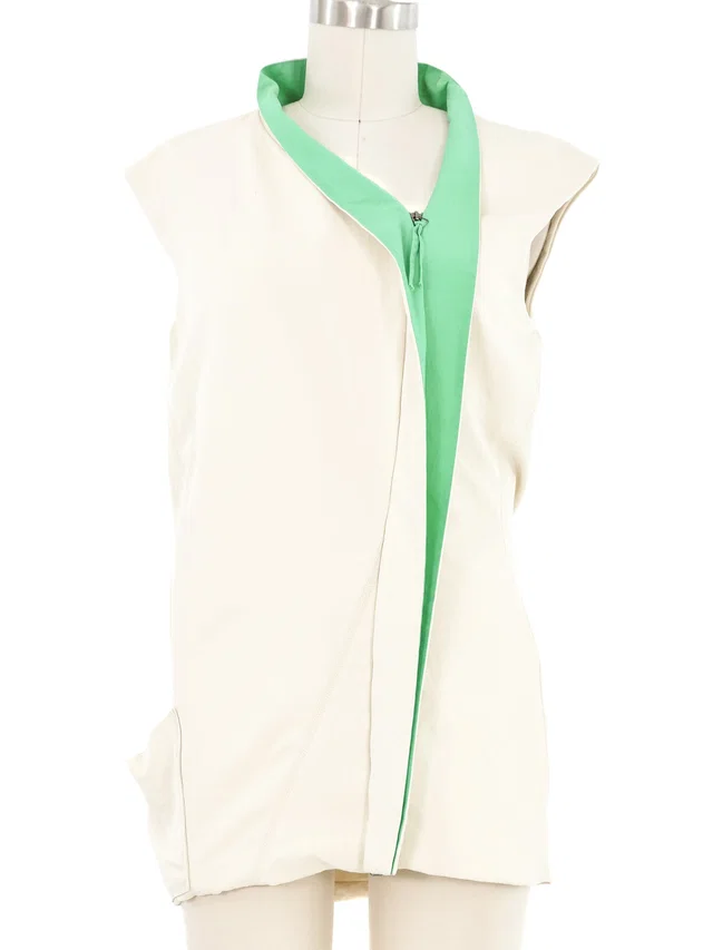 Bottega Veneta Offset Zip Front Top in Silk from Arcade Vintage