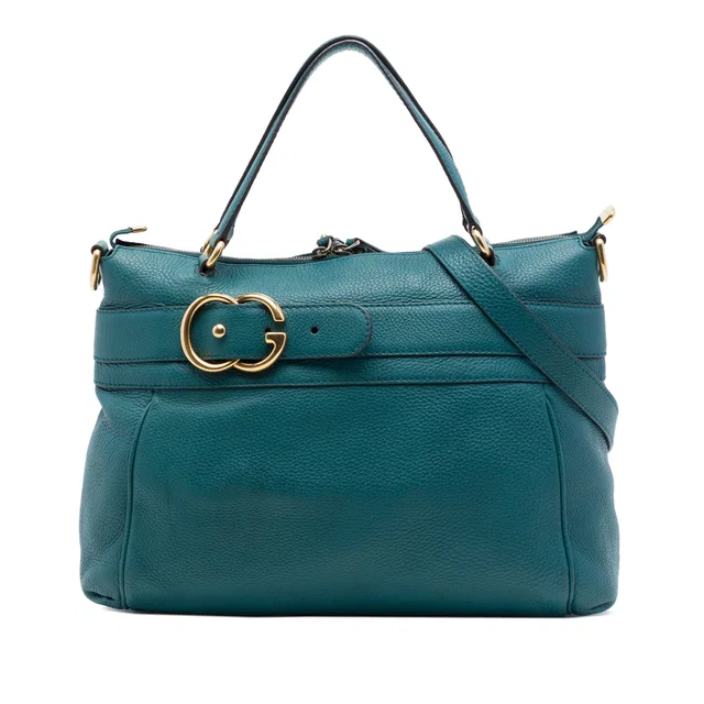 Blue Gucci Medium Calfskin Ride Top Handle Bag Satchel in Blue Calfskin from Designer Revival