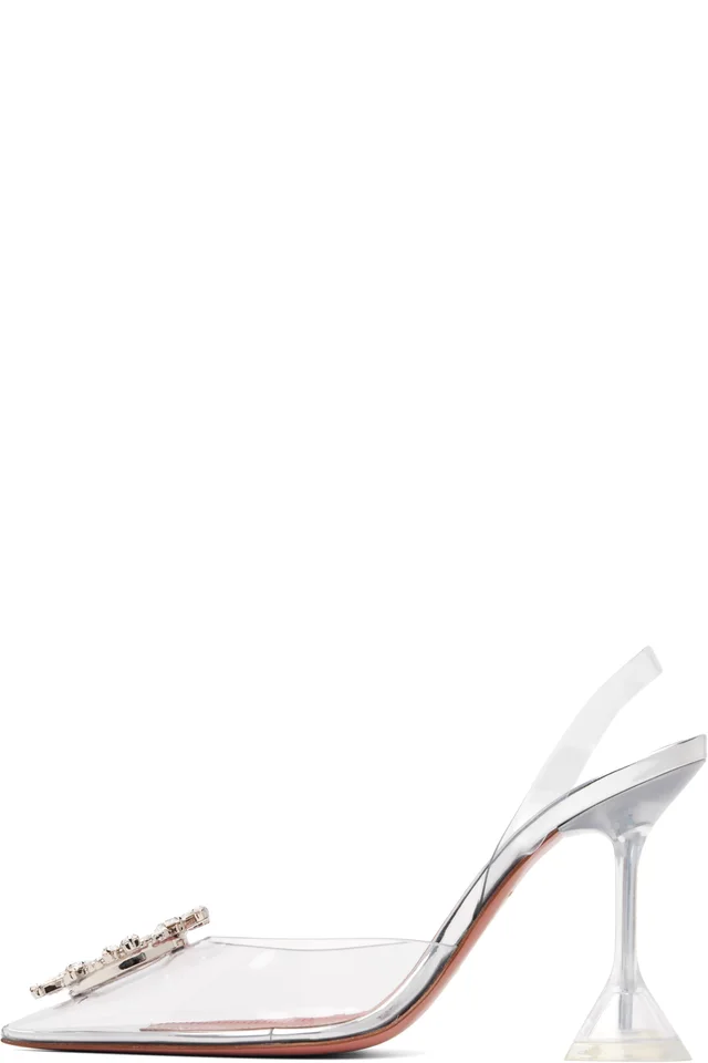 Amina Muaddi Transparent Begum Glass Sling 95 Heels, photo 3 of 5 from SSENSE