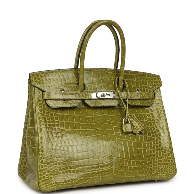 Hermès Birkin 35 Vert Anis Shiny Porosus Crocodile Palladium Hardware in Green Exotic from Madison Avenue Couture, photo 2 of 9