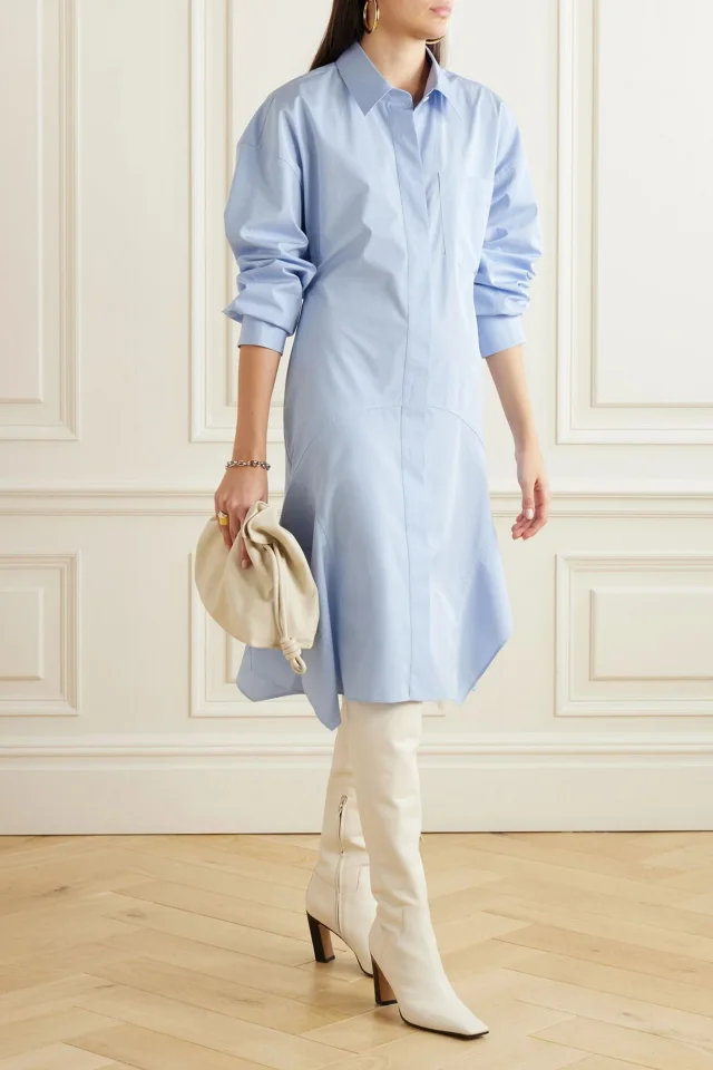 Stella McCartney Asymmetric Cotton-Poplin Shirt Dress in Sky blue, photo 2 of 4 from THE OUTNET