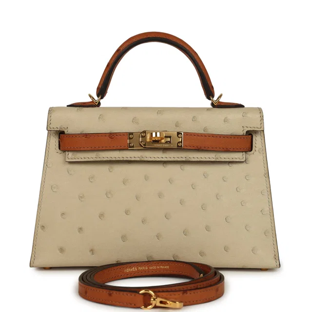 Hermès Special Order (HSS) Kelly Sellier 20 Parchemin, Cognac Ostrich Gold Hardware in Brown Ostrich from Madison Avenue Couture