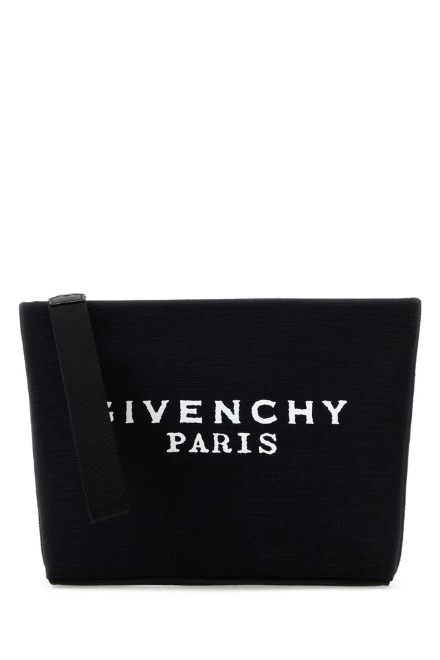 Givenchy Logo Clutch — Black in Black Canvas from HEWI
