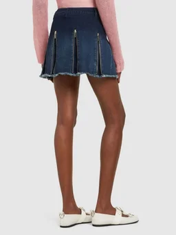 Cannari Concept Flared skirt with decorative zips in 98% Cotton, 2% Elastane, photo 3 of 5 from LUISAVIAROMA