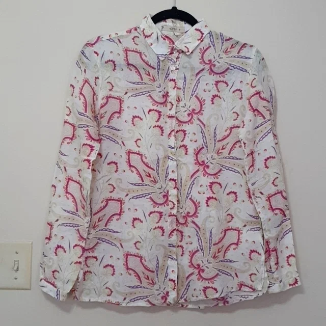 Etro Ramie Multicolor Paisley Button Down Shirt in red|white from Poshmark