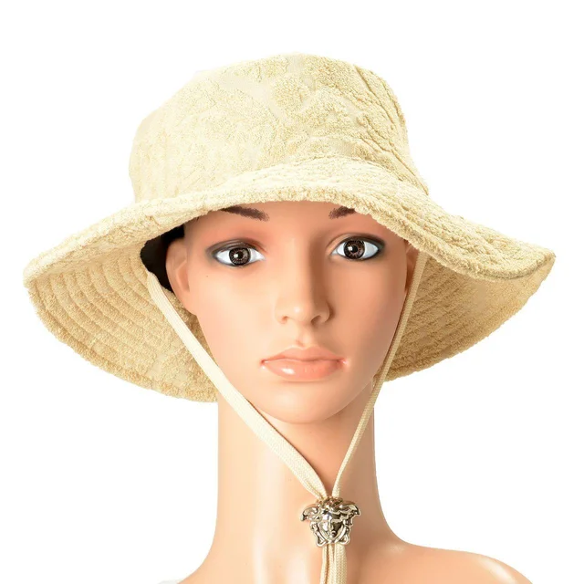 Versace Men's Cotton Hat - Cream/Tan in neutral|brown from Depop, photo 5 of 9