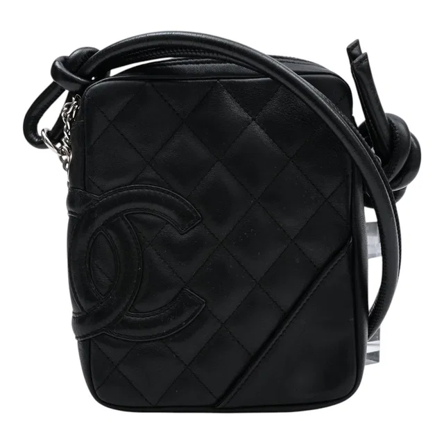 Chanel 2004 Cambon Mini Shoulder Bag Black in Black Calfskin from VINTAGE QOO TOKYO