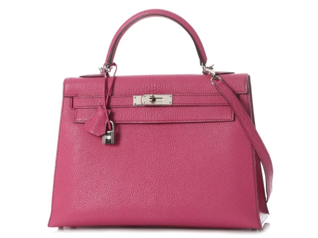 Hermès Fuchsia Chèvre Kelly 32 in Pink Goatskin from Ann's Fabulous Finds, photo 2 of 10