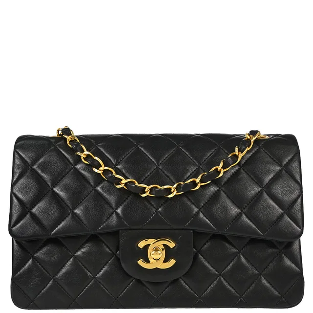 Chanel 1997-1999 Black Lambskin Small Classic Double Flap Shoulder Bag in Black Lambskin from AMORE Vintage Tokyo
