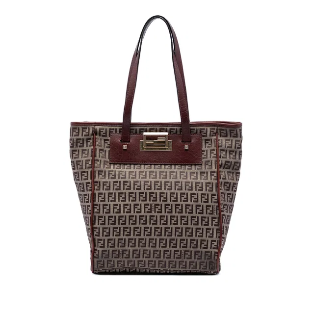 Brown Fendi Zucchino Canvas Tote in Brown Canvas from Designer Revival