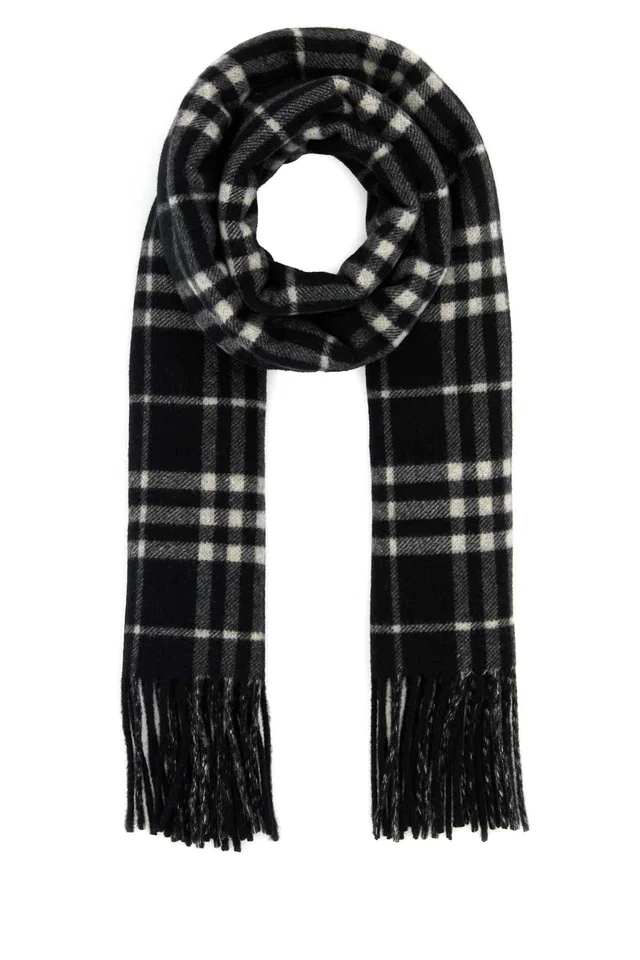 Burberry Tartan Cashmere Scarf — Black Exterior: Scarfs in Black Cashmere from HEWI