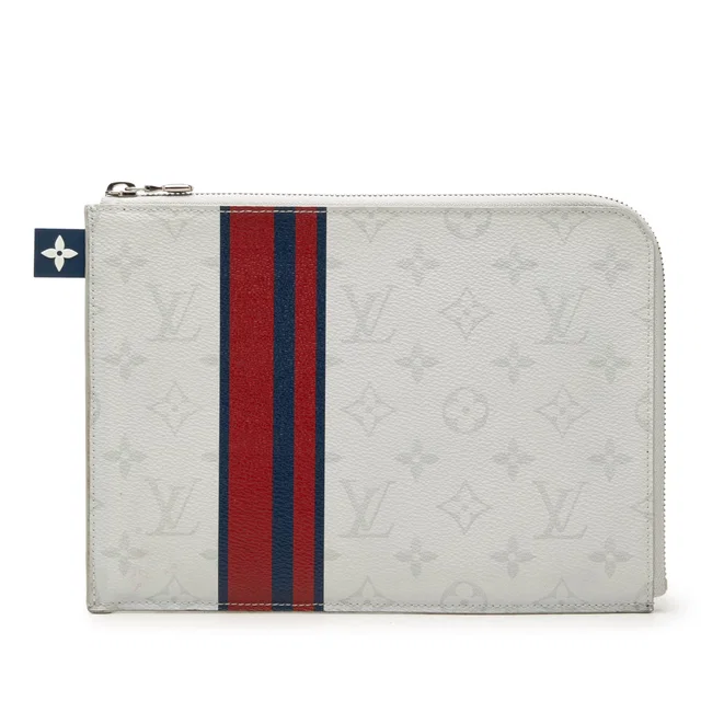 White Louis Vuitton Monogram White Pochette Jour PM Clutch Bag in White Coated canvas from Designer Revival