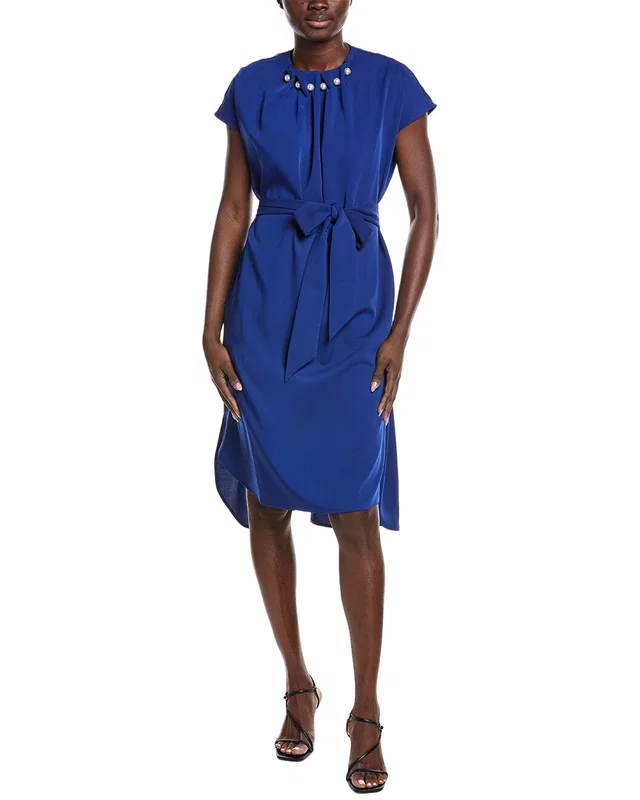 Gracia Gathered Pearl Neck Midi Dress, image 1 of 1 from Gilt