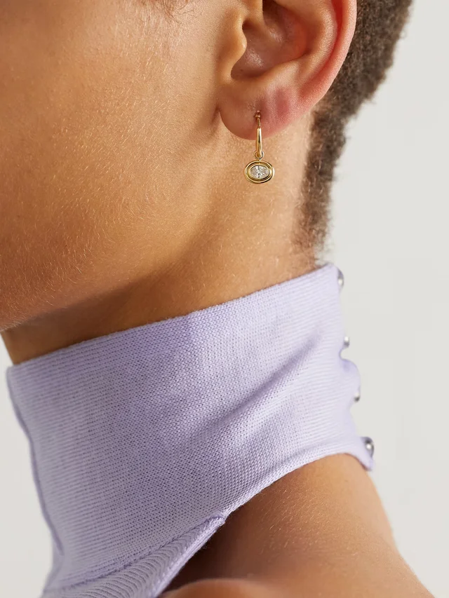 GEMELLA Double Bubble 18-karat gold diamond single hoop earring in Metallic, photo 2 of 2 from NET-A-PORTER (Canada)