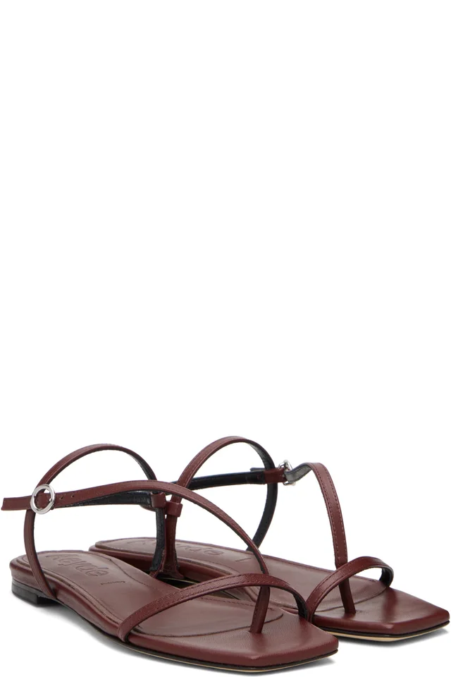 Aeyde Burgundy Ella Square-Toe Sandals, photo 4 of 4 from SSENSE