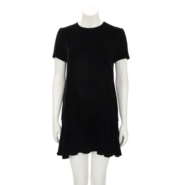 Saint Laurent Short Sleeve Mini Dress FR 38 in Black Velvet from Blue Spinach