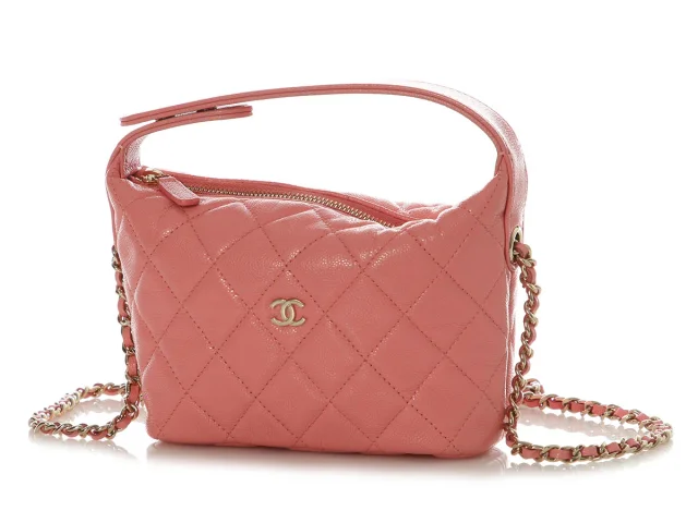 Chanel Small Pink Quilted Caviar Hobo Clutch in Pink Caviar leather from Ann's Fabulous Finds, photo 3 of 10