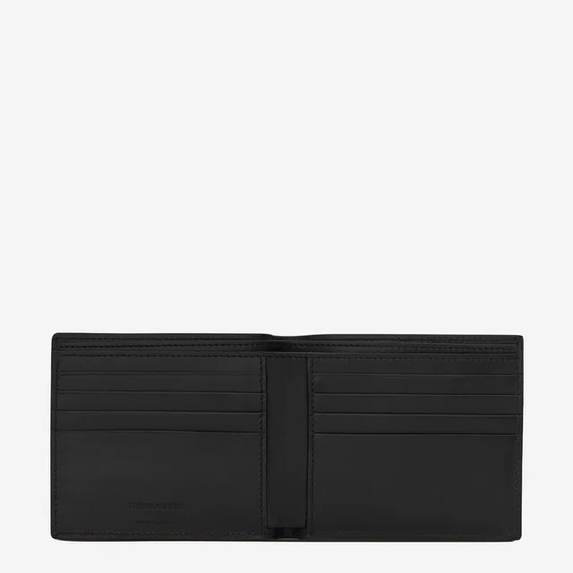 Saint Laurent Embossed-Logo Leather Wallet — Black in Black Leather from HEWI