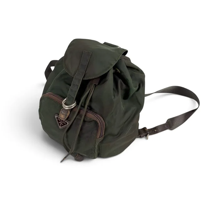 Prada Triangle Logo Backpack Tessuto Nylon in Nylon from The Reluxe