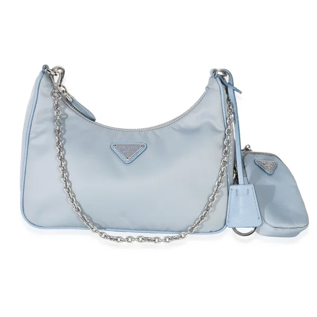 Prada Blue Nylon Saffiano Leather Re-Edition 2005 Handbag in Blue Saffiano leather from HEWI